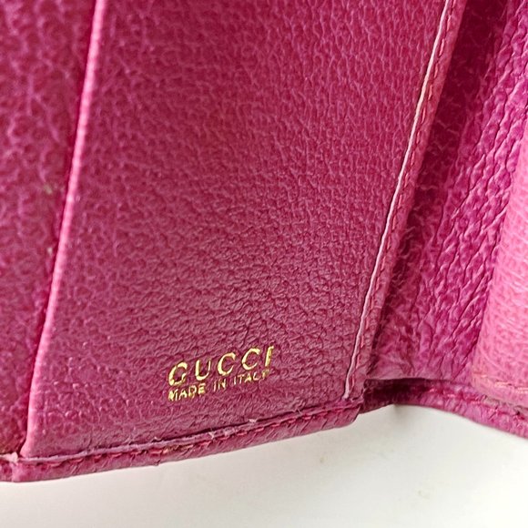 Gucci | Vintage Pink Leather and Suede Stirrup Tri-Fold Wallet - Picture 10 of 13